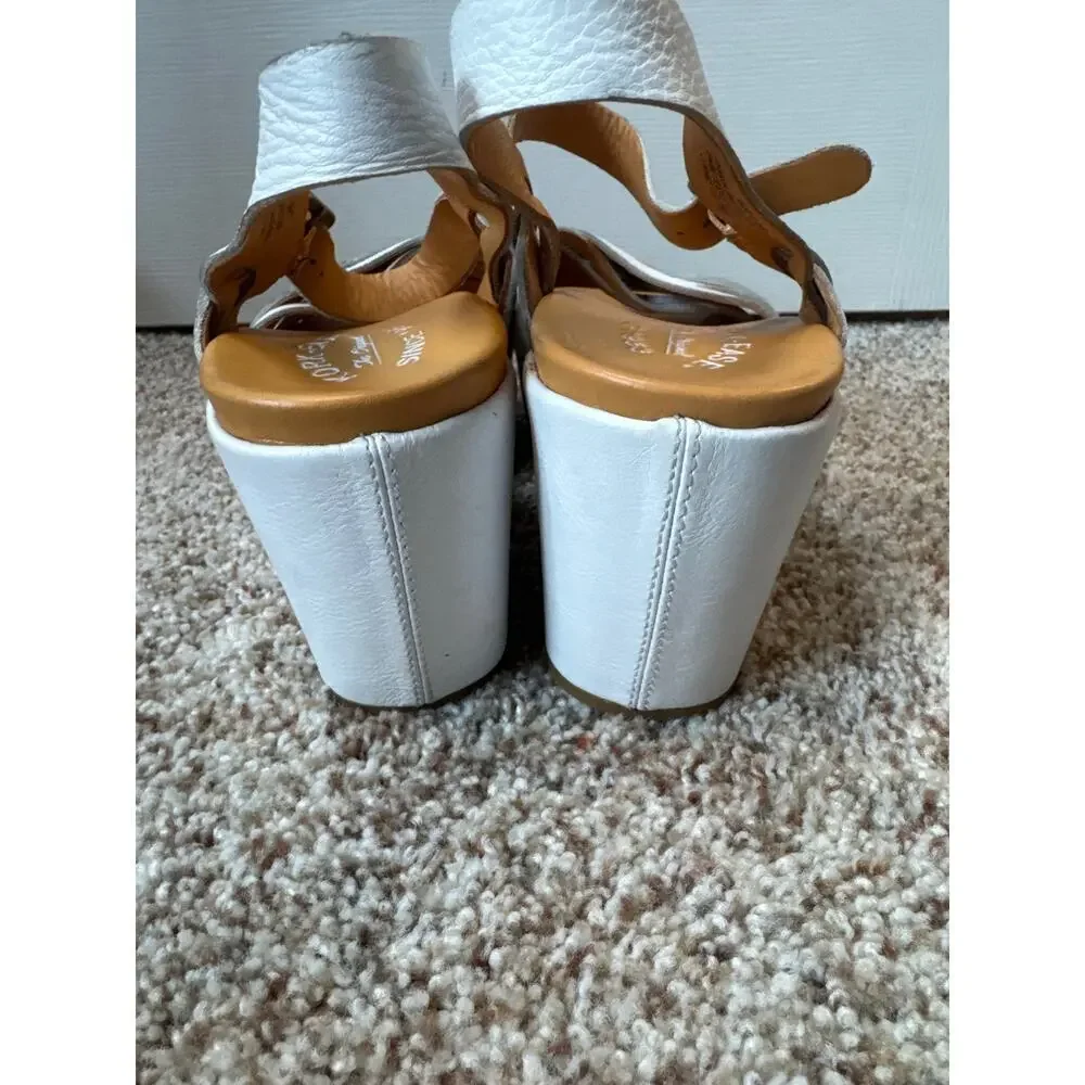 KORK-EASE Women's Sandals, size 12, White, strappy wedge platform shoes
